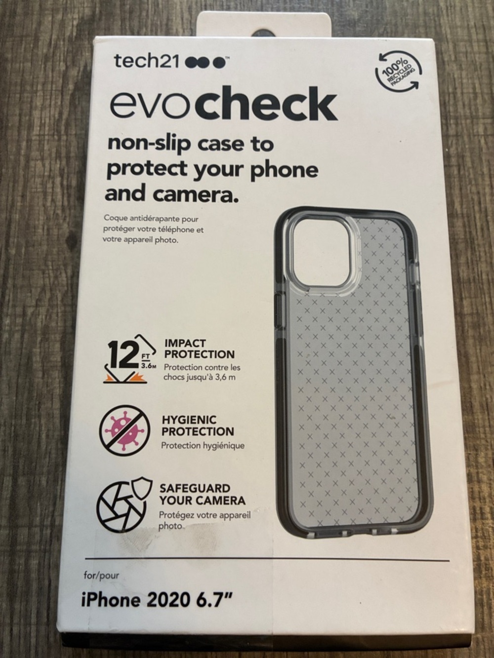 tech21 evo check Clear with Gray Border Non-Slip Phone Case